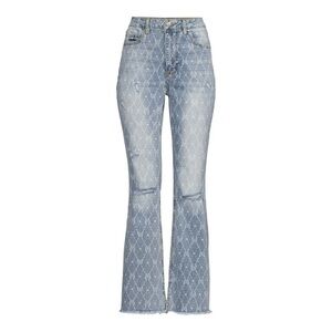 No Boundaries Butterflies Print Juniors Five Pocket Flare Jeans Size 17 NEW